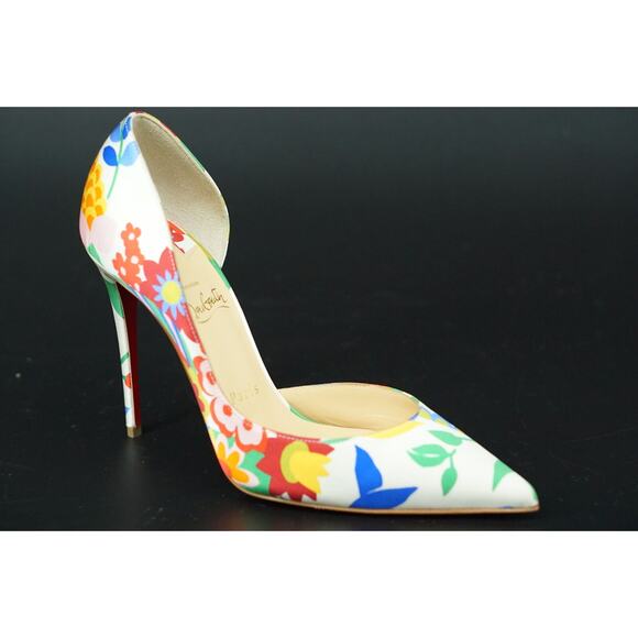 Christian Louboutin Iriza 100mm Crepe Satin Bloomy Pointy d'orsay Pumps SZ 38 - Picture 12 of 12
